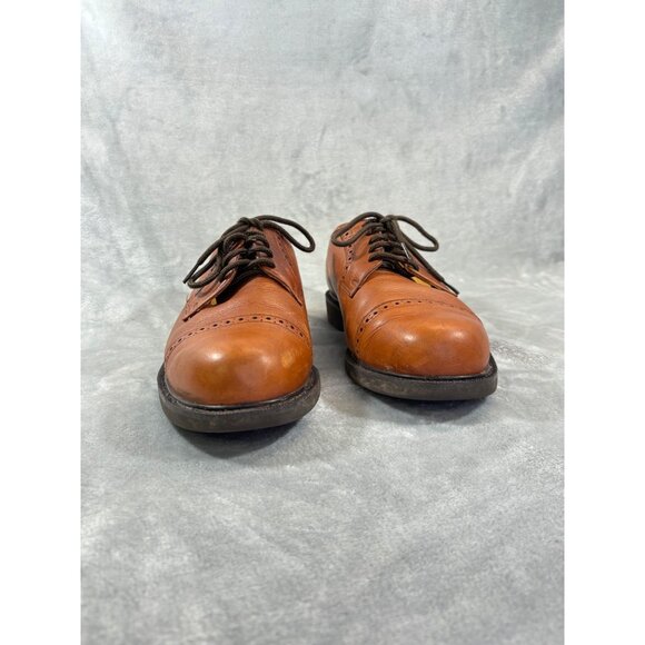 Florsheim Comfort mens shoes 7.5 Oxford Tech Ortholite Brown Leather Cap Toe - Picture 3 of 14